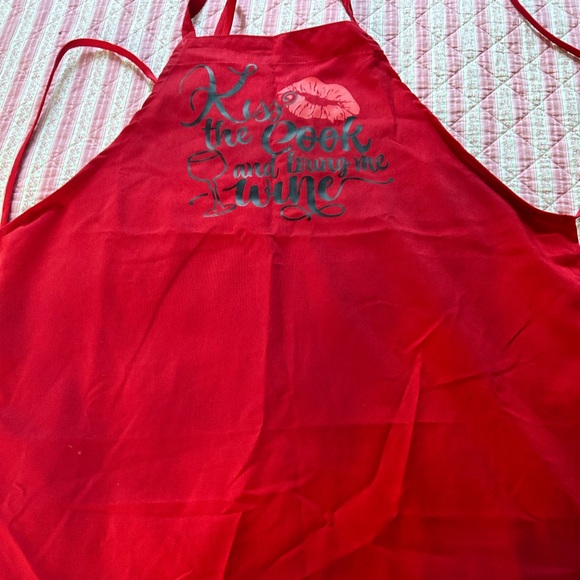 Kiss the Cook and bring wine -red apron - 32” by 27”- new - Picture 2 of 6